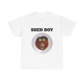 T-Shirt — "SHED BOY" Graphic Tee with Quirky Face Design